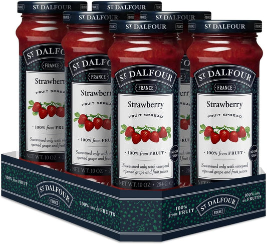 St. Dalfour Strawberry Fruit Spread - 10oz - 100% from Fruit, No Artificial Ingredients, Non-GMO, No Cane Sugars, All Natural - Pack of 6