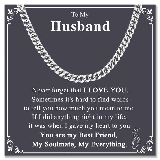 ACOGVN Valentines Day Gifts for Husband Cuban Link Chain Necklace for Men, Fathers Day Birthday Anniversary Christmas Stainless Steel Jewelry Gifts for My Husband Him from Wife
