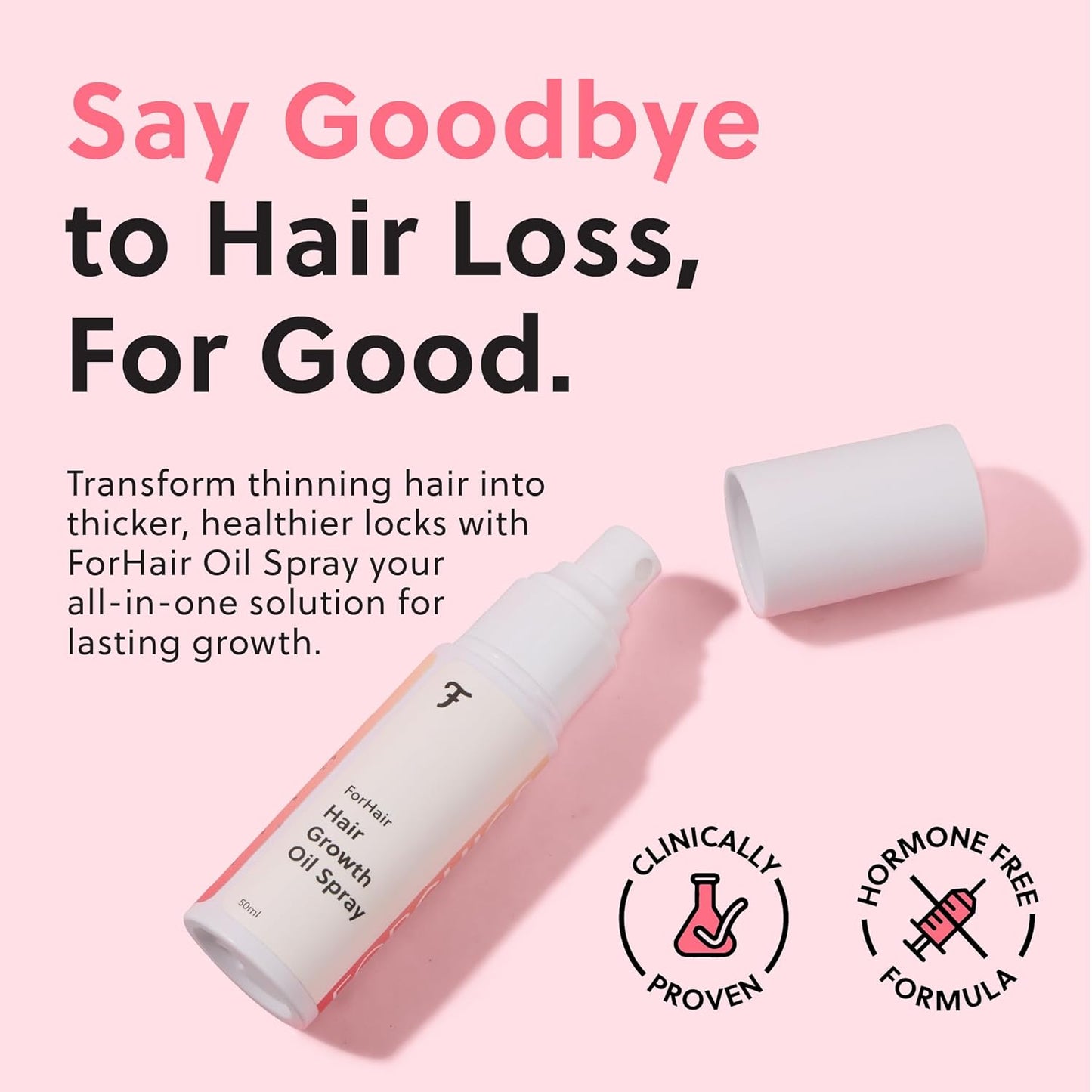 ForHair Advanced Hair Growth Serum for Scalp – Strengthens, Thickens & Accelerates Hair Growth- Non-Greasy, Hormone-Free, Fast-Absorbing Formula – Fights Hair Thinning & Hair Loss – 50ml