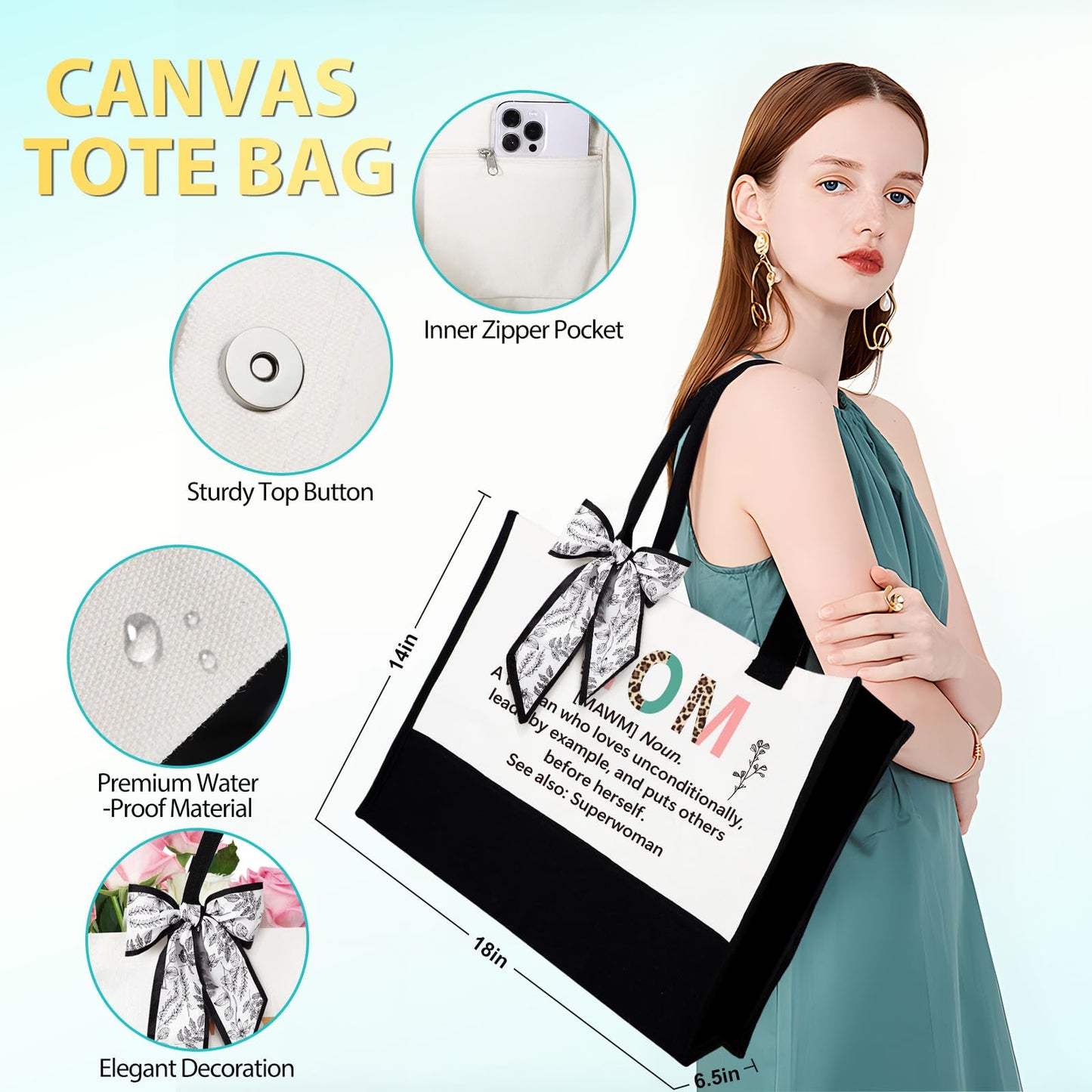 Suhctuptx Gifts for Mom - Daughter, Son & Best Mom Ever - Christmas, Mother's Day, Valentine's Day & Funny Birthday Ideas - Mother In Law Tote Bag