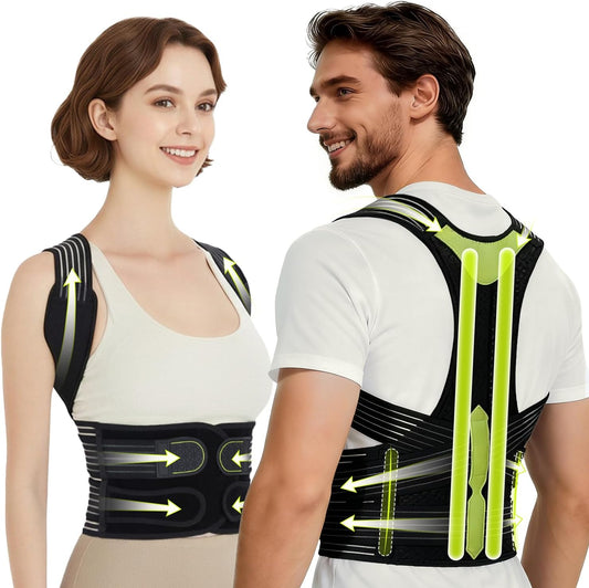 Posture Corrector for Women & Men, Breathable Full Back Brace Support for Hunchback, Adjustable Invisible Shoulder Straightener for Upper & Lower Back Pain Relief, Daily Wear for Office & Home