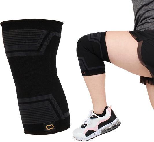 Copper Compression PowerKnit Knee Sleeve- Copper Stabilizer Support Brace for Meniscus Tear, ACL, MCL, Arthritis, Joint Pain Relief, Running, Sports, Hiking- Men & Women- Fits Right/Left - 2XL / 3XL