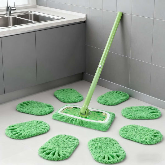 4-Pack Microfiber Mop Pads - Washable Replacement Cloths 10x4.5 Inch for Floor Cleaning and Dust Mopping