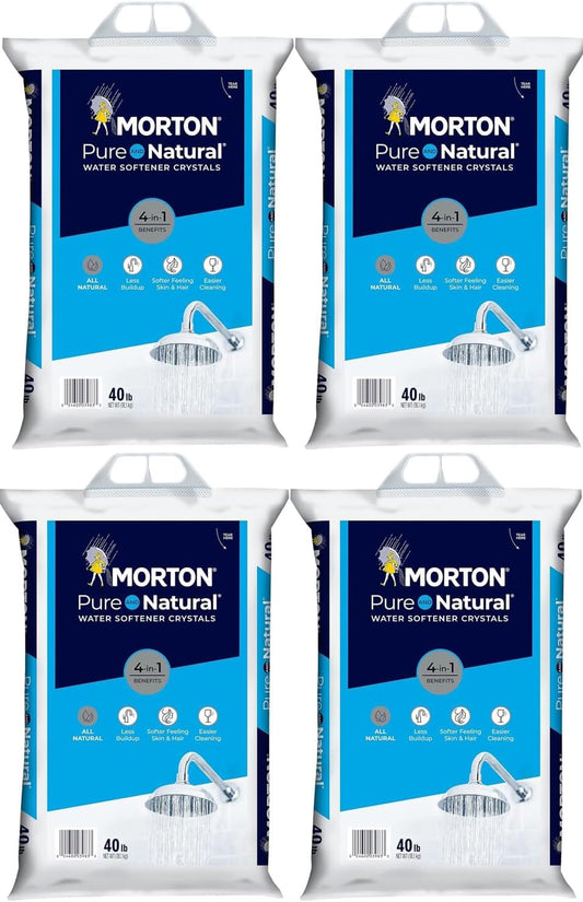 (4 PK) Morton Water Softener Salt Crystals, Pure and Natural 4 in 1, 40 pounds