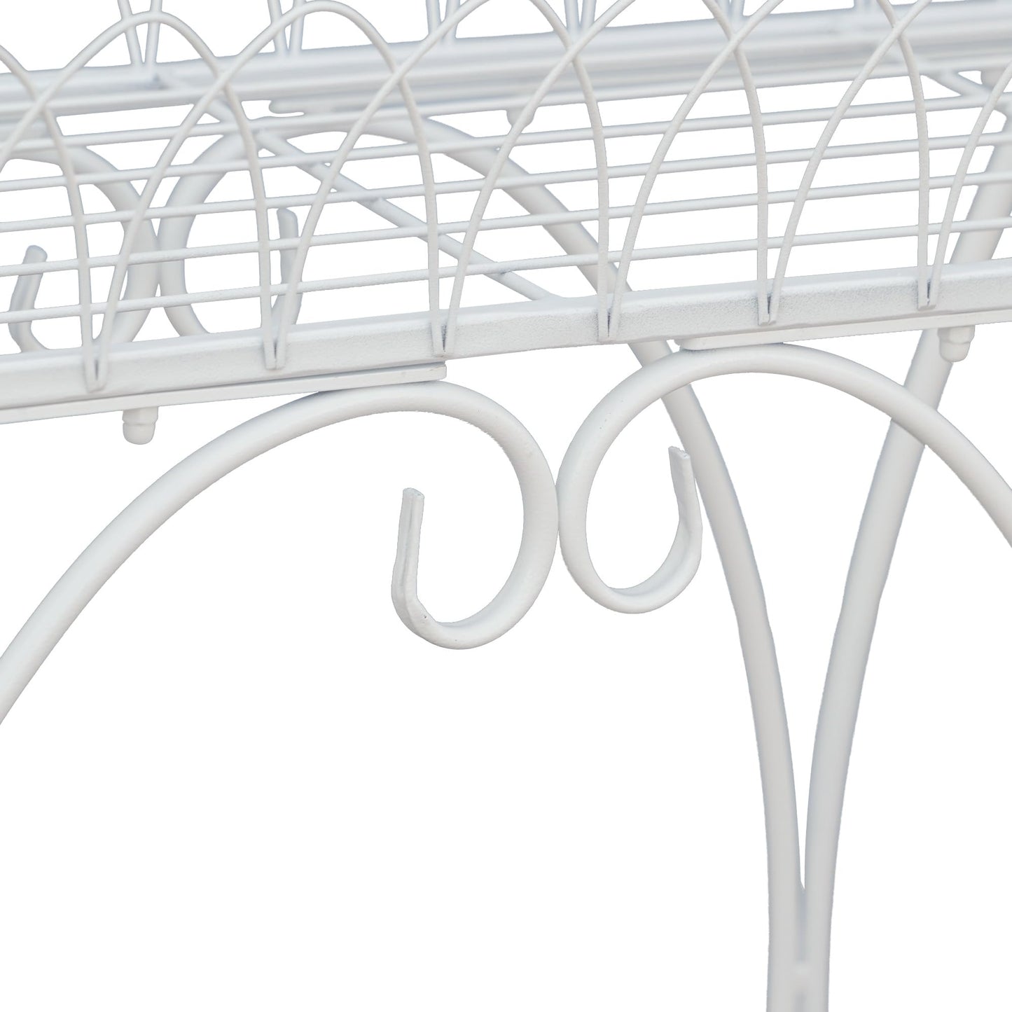 White Oval Plant Stand with Lattice Base, French Entryway Decor for Plants, Elegant Floor Flower Pot Holder Garden Decoration