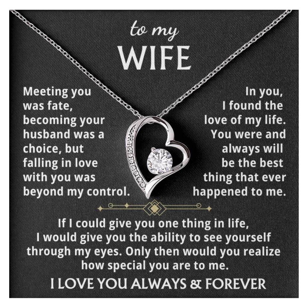 Momavo Jewelry To My Wife - the best thing that ever happened to me ,Forever Love Necklace , Gift For Wife, Gift for her, Romantic Gifts , Soulmate , Christmas Birthday Gift, Valentine Gift (Luxury Box w/ LED LIGHT, BEST THING - BLACK BG - 14k White Gold