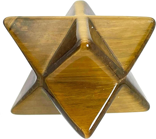 1 Inch Tiger's Eye Stone Merkaba Star, Healing Crystal Carving Geometric Eight-Pointed Sacred Star for Divine Meditation Spiritual Positive Energy Therapy
