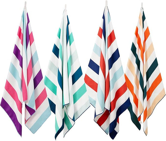 Exclusivo Mezcla 4 Pack Microfiber Quick Dry Beach Towels, Oversized Lightweight Sandfree Pool Towels for Swimming Camping Travel with Bagn (Multi, 35x70 Inches)