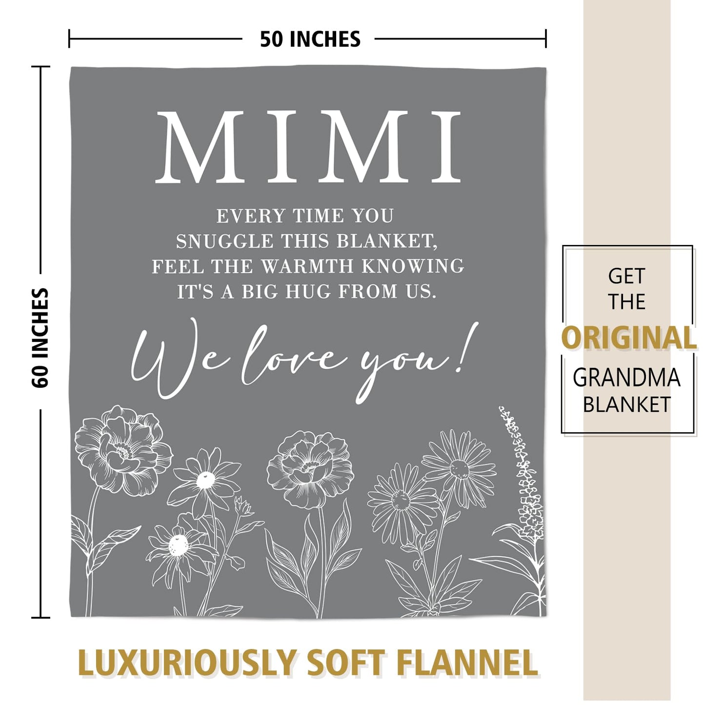 Mimi Gifts for Grandma, Gifts for Mimi Blanket, Mimi Birthday Gift from Grandkids, to My Mimi Grandma Blanket 50" x 60"