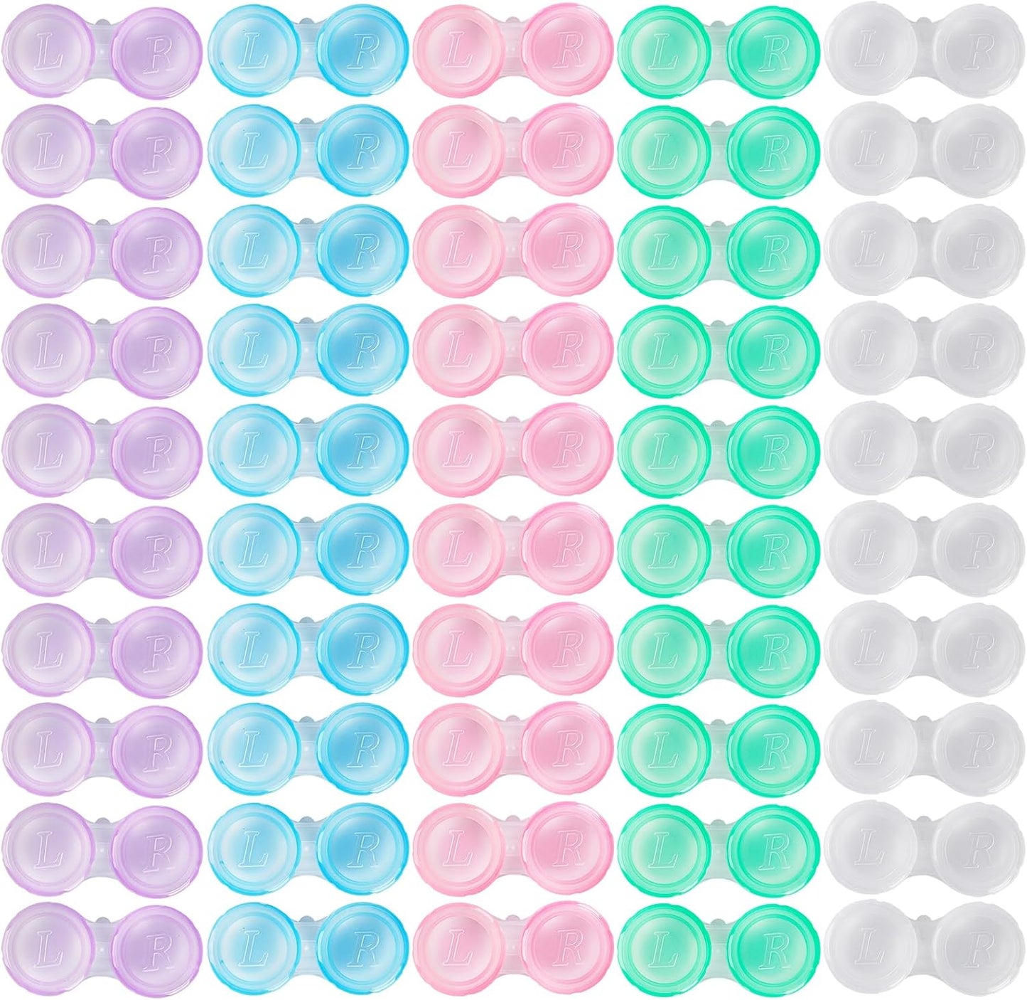 50 Pack Contact Lens Cases, Transparent Contact Cases Bulk in 5 colors, Cute Contact Lenses Case Leak-proof, Eye Contact Case for Home and Travel