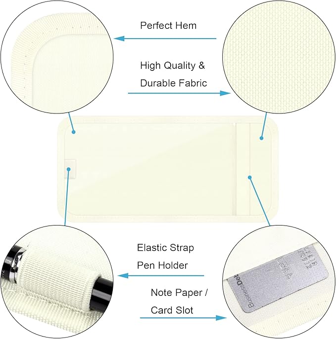 Handicap Placard Holder for Auto, Wisdompro Disabled Parking Permit Sign Protector for Car Sun Visor with Note Paper Slot, Pen Holder and Elastic Strap - Beige