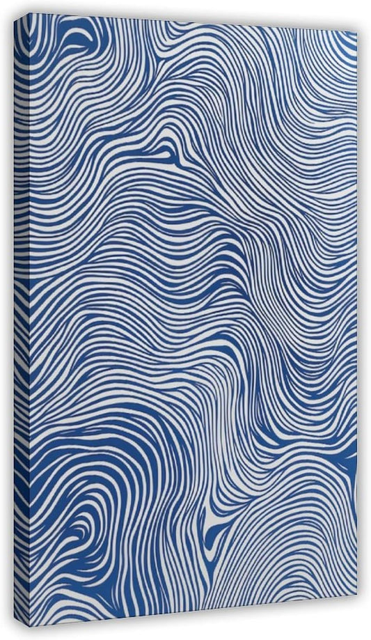 abstract line art,blue white wall decor,minimalist wave poster,modern fluid print,contemporary office art,organic pattern,zen room decor,aesthetic apartment art,neutral wall hanging,coastal vibe