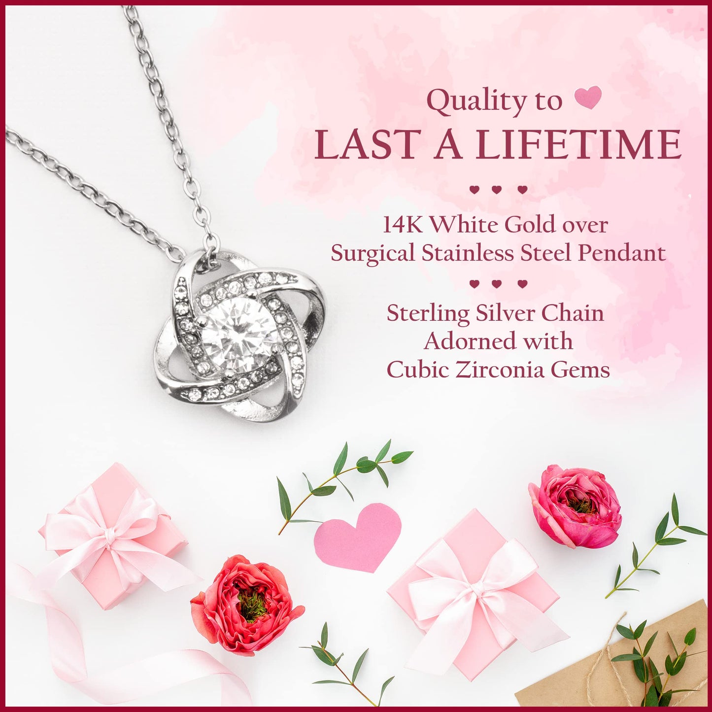 Luxury Love Knot Mother & Daughter Necklace - From Mom To Daughter, Birthday Gift With Luxury Box