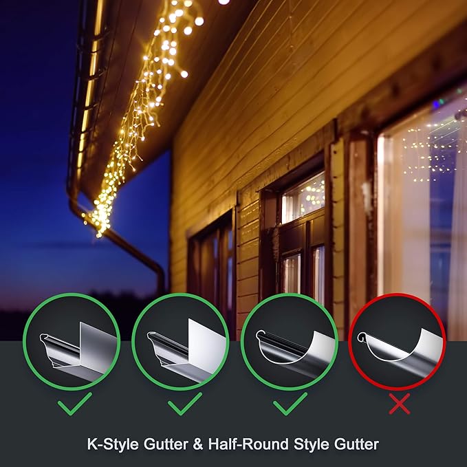 Holiday Light Clips Christmas Light Clips Outdoor Hang Gutter Hooks for Christmas Decoration String Lights Weatherproof Outdoor Lights Clips for Halloween Xmas(100 Pieces)