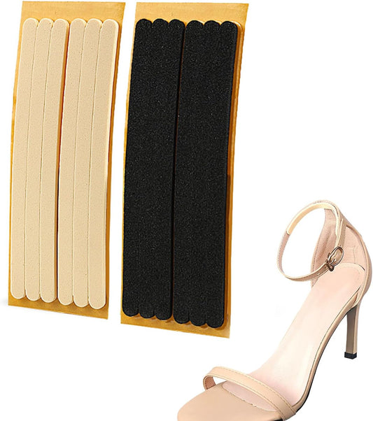 12 Pcs Women Strap Cushion Insert Heel Grips Anti Slip Heel Liners Adhesive Shoe Grips Thin Heel Straps for High Heels Women Men Loose Shoes Black and Beige