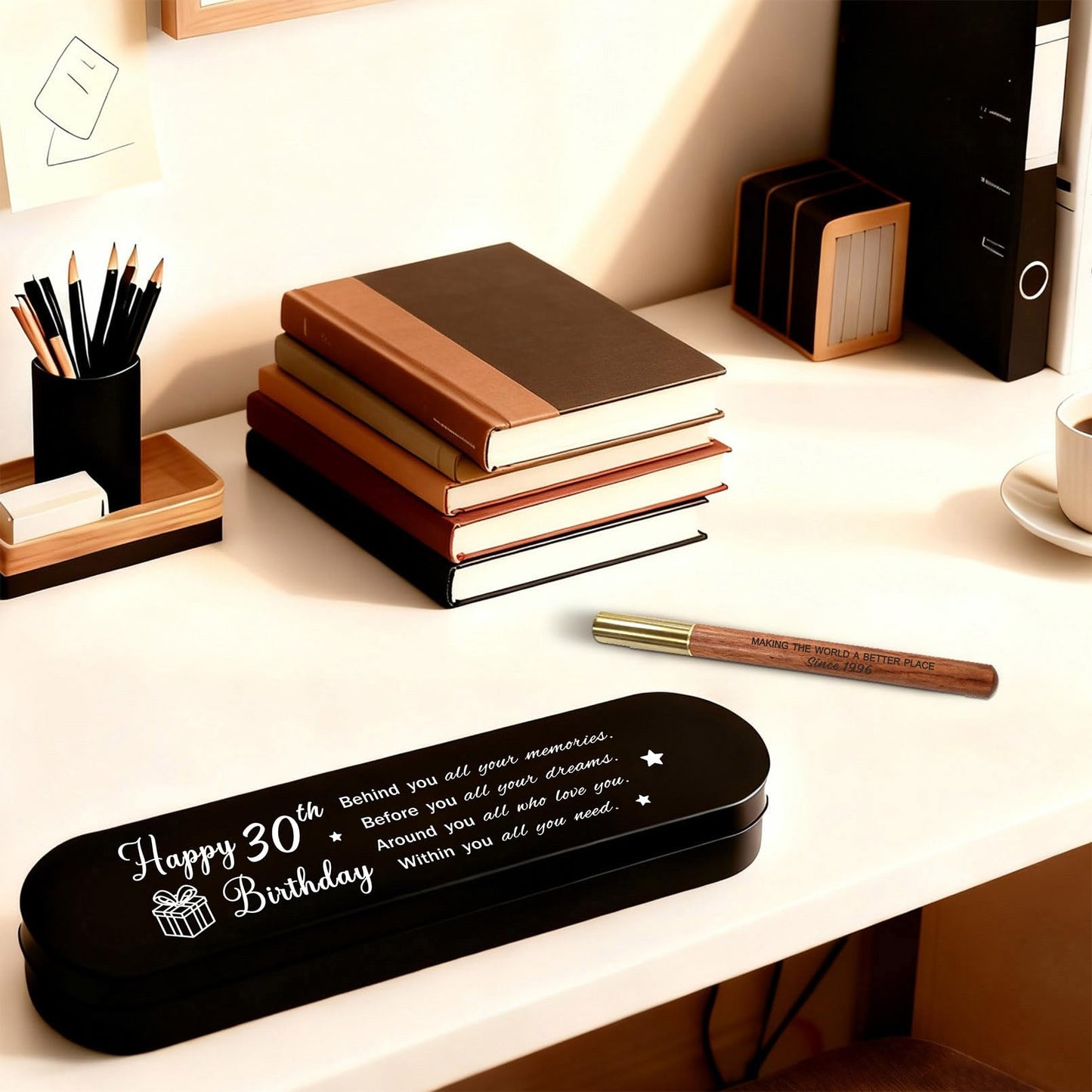 iyaone 30th Birthday Gift for 1996 Born - Engraved Wooden Gel Pen & Keepsake Box Set, Meaningful 30 Year Old Gift for Men & Women, Milestone Birthday Present