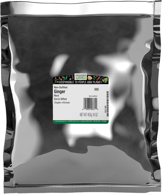 Frontier Co-op Ginger Root 1lb - Chopped and Sifted Dried Chunks for Loose Leaf Ginger Root Tea, Powder Capsules, Supplements, Extract