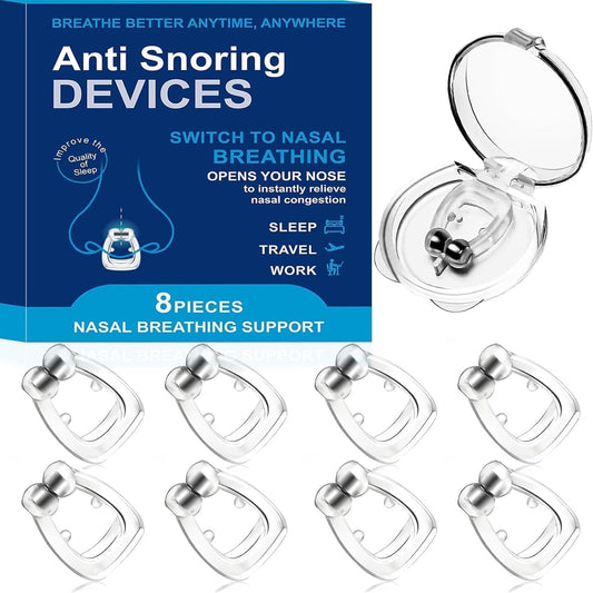 Anti Snoring Devices, Silicone Magnetic Anti Snoring Nose Clip, Nasal Strip for Snoring with Adjustable Magnet, Magnetic Nasal Strip, Stop Snoring for Men and Women, 8PCS-N2J