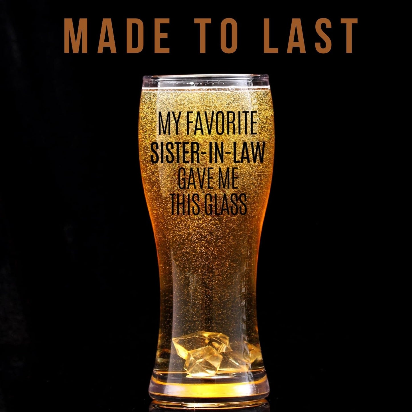 Onebttl Gifts for Brother in Law from Sister in Law, Beer Glass Funny Gift Idea for Christmas, Father's Day, Birthday, Box and Greeting Card Included