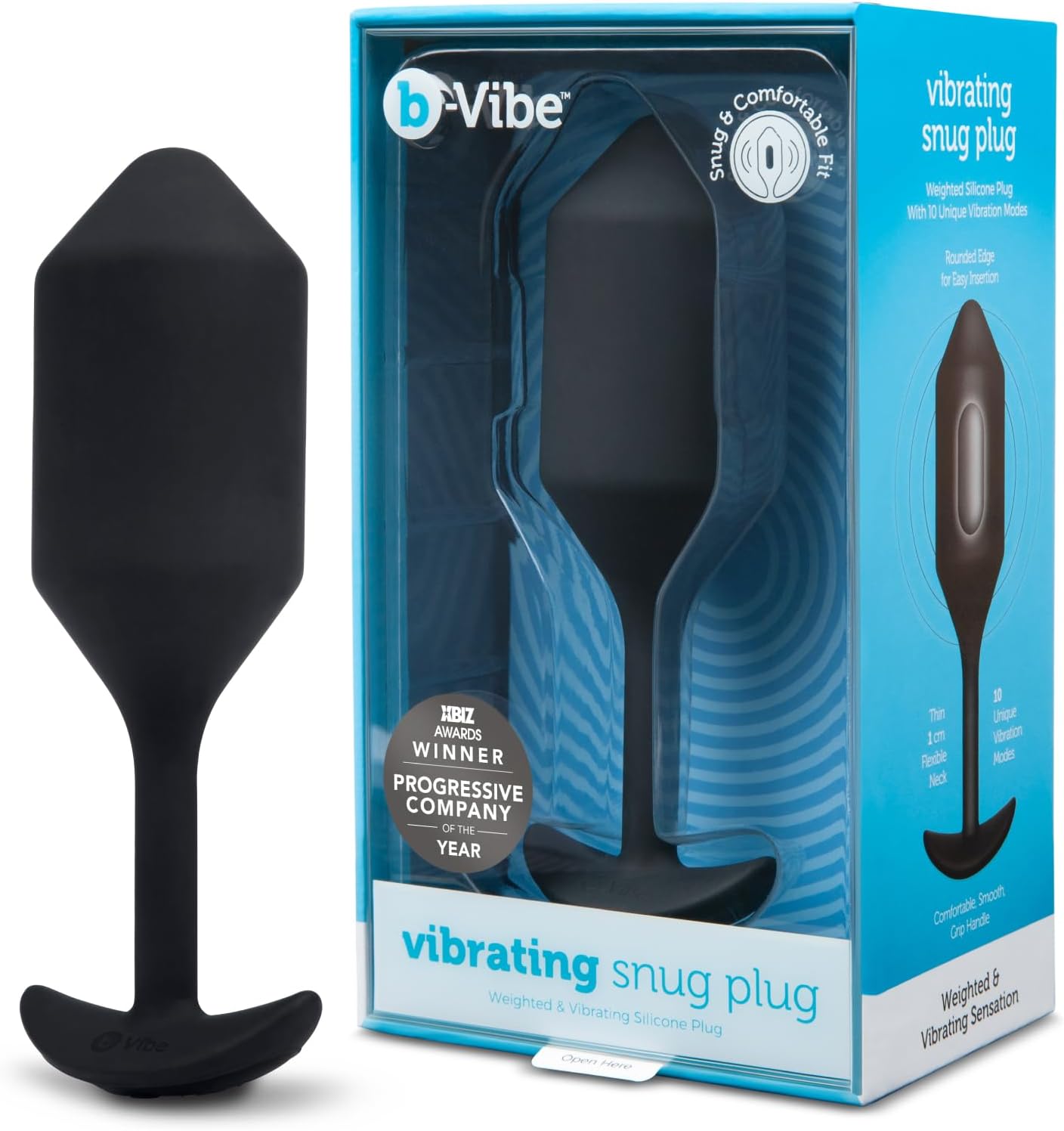 b-Vibe Vibrating Snug Plug 1 - Butt Plugs, Adult Sex Toys Anal Toys for Couples, Anal Training, and Sexual Stimulation Device|Black X-Large