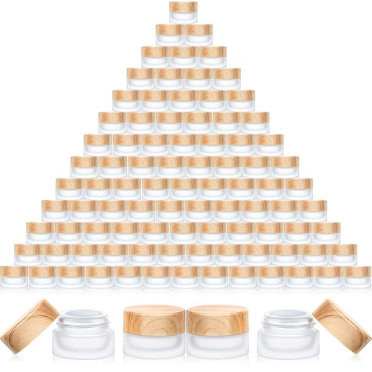 Geiserailie 150 Pieces Glass Cosmetic Containers Empty Sample Jars with Leak Proof Lids Makeup Sample Containers for Lotion Cream Cosmetic (5 Gram)