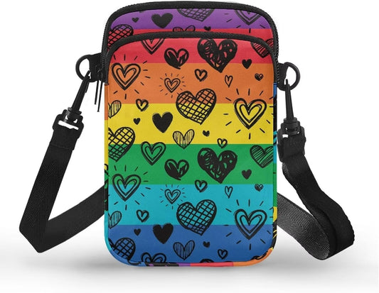 Small Crossbody Phone Wallet Bag, Tropical Flower Leaves Mini Shoulder Purse Belt Bag for Running, Hiking & Biking