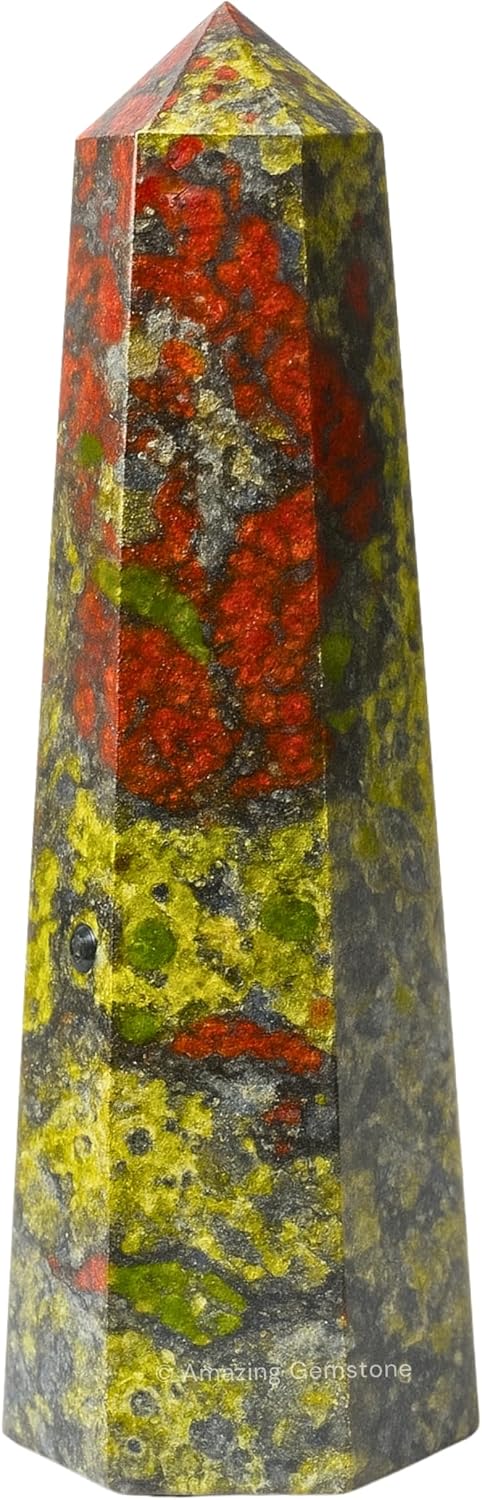 Amazing Gemstone Dragon Bloodstone Crystal Towers - Natural Healing Crystal Point Obelisk for Reiki Healing and Crystal Grid (2" to 3" INCH)