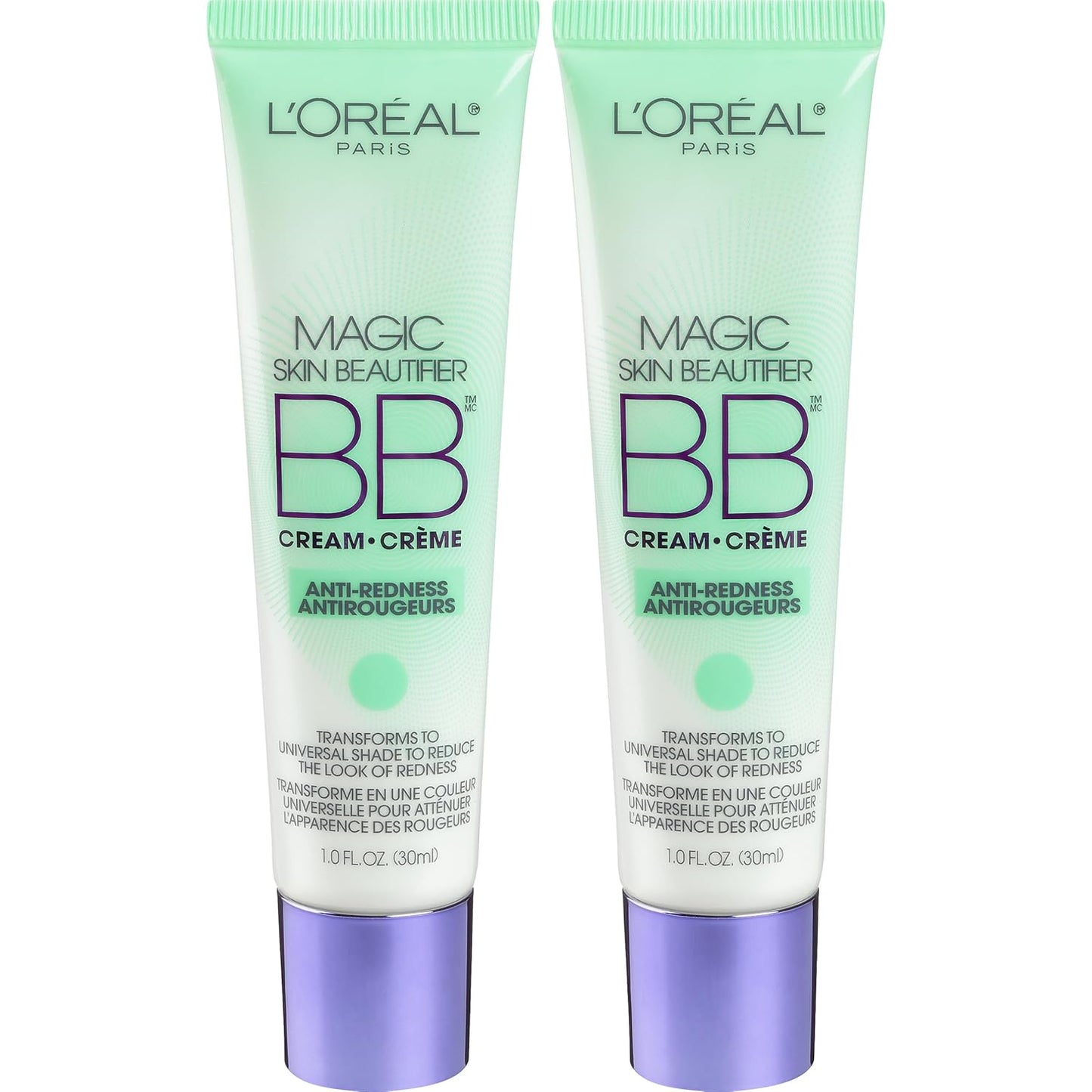 L'OrÃ©al Paris Makeup Magic Skin Beautifier BB Cream Tinted Moisturizer, Anti-Redness, 1 fl oz, 2 Count
