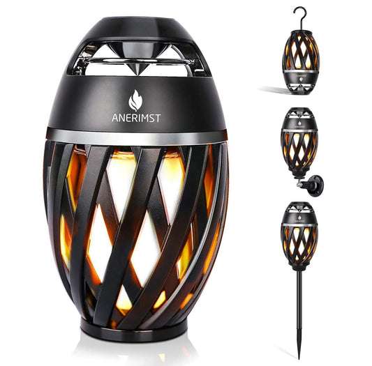 ANERIMST Unique Gifts for Men, Outdoor Bluetooth Speaker Waterproof Wireless with Torch LED Light, Birthday Gift for Boyfriend Him Dad, Cool for Garden, Patio, Outside (Black)
