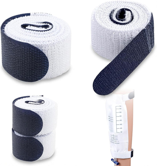 Catheter Leg Bag Straps - 2 Pcs Comfortable Urine Drainage Bag Holder with Silicone Grips, Adjustable Elastic Fabric Leg Straps Bands for Men Women Urine Tube Fix Device Supplies(Blue)