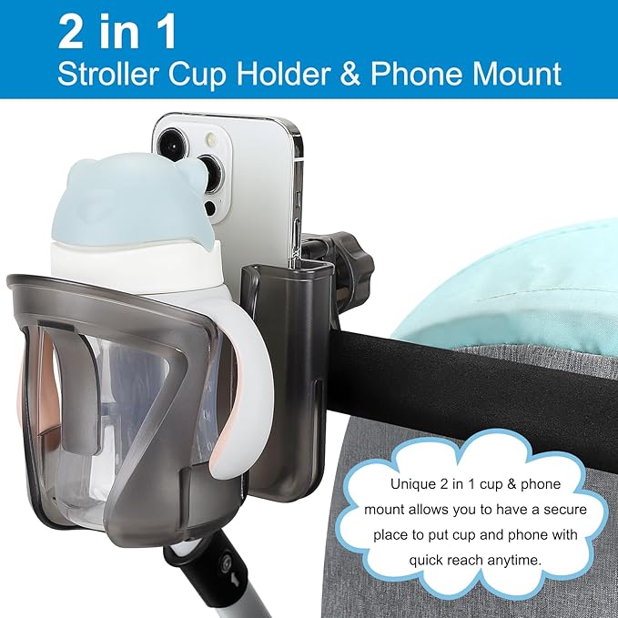 Accmor 2-in-1 Walker Cup Holder with Phone Holder, Wheelchair Cup Holder, Rollator Cup Holder, Cup Phone Holder for Walker, Wheelchair, Rollator, Mobility Scooter