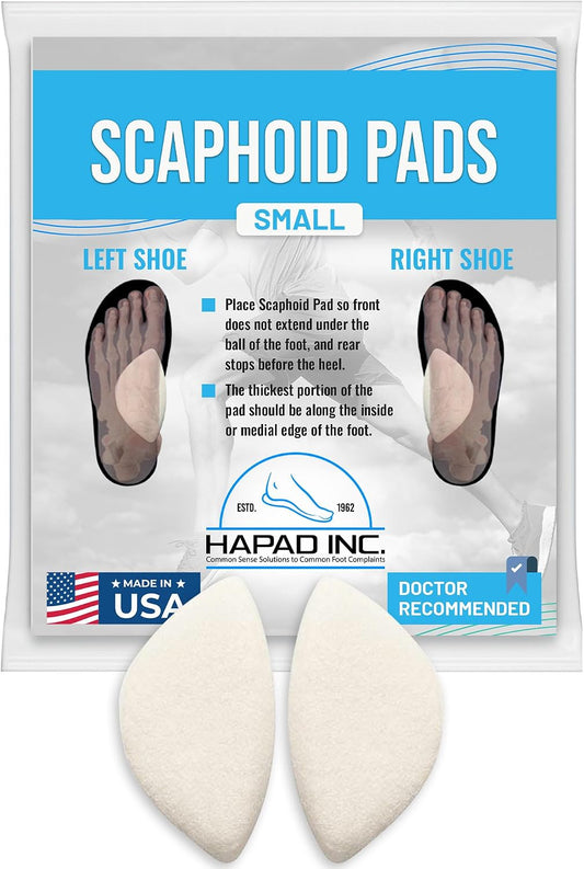 HAPAD Arch Support Pad Small (Women 5 to 8.5 / Men 5 to 8.5) Wool Felt Self-Adhesive Medial Arch Insert for Fallen or High Arches (1 Pair)