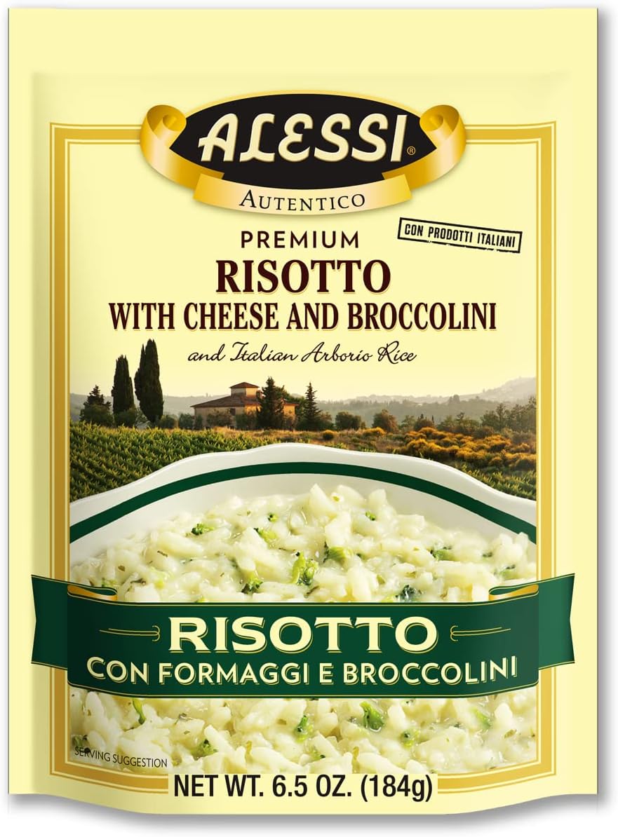 Alessi Autentico, Premium Seasoned Risotto, Italian Arborio Rice, Easy to Prepare, 6.5 Ounce (Cheese & Broccolini, Pack of 6)