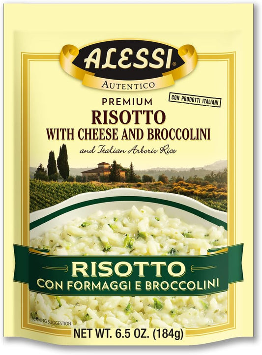 Alessi Autentico, Premium Seasoned Risotto, Italian Arborio Rice, Easy to Prepare, 6.5 Ounce (Cheese & Broccolini, Pack of 6)