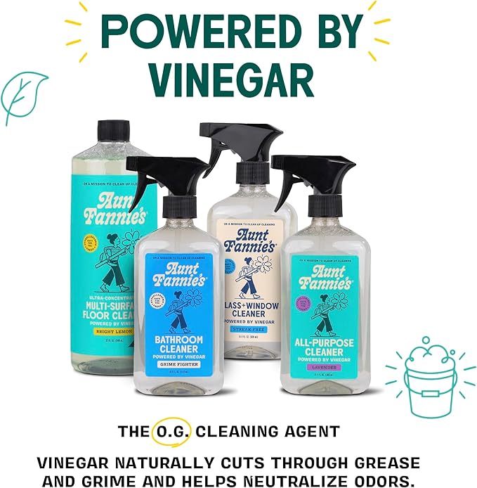 Aunt Fannie's All Purpose Bathroom Cleaner Vinegar Spray for Shower, Tub, Toilet, Tile, Sink and Fixtures, 16.9 Ounces (Pack of 6)