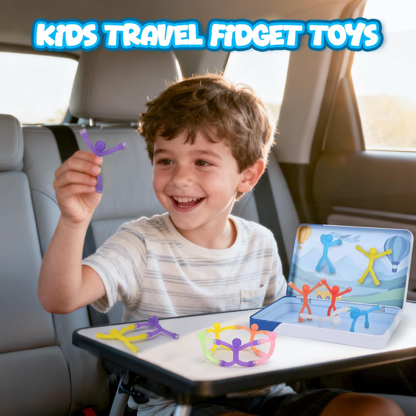 20Pcs Magnetic Travel Toys, Magnets Men for Kids with Metal Box, Airplane Car Travel Fidget Toys Portable Road Trip Activities Essential, Classroom Toys for Kids Birthday Stocking Stuffers Gifts