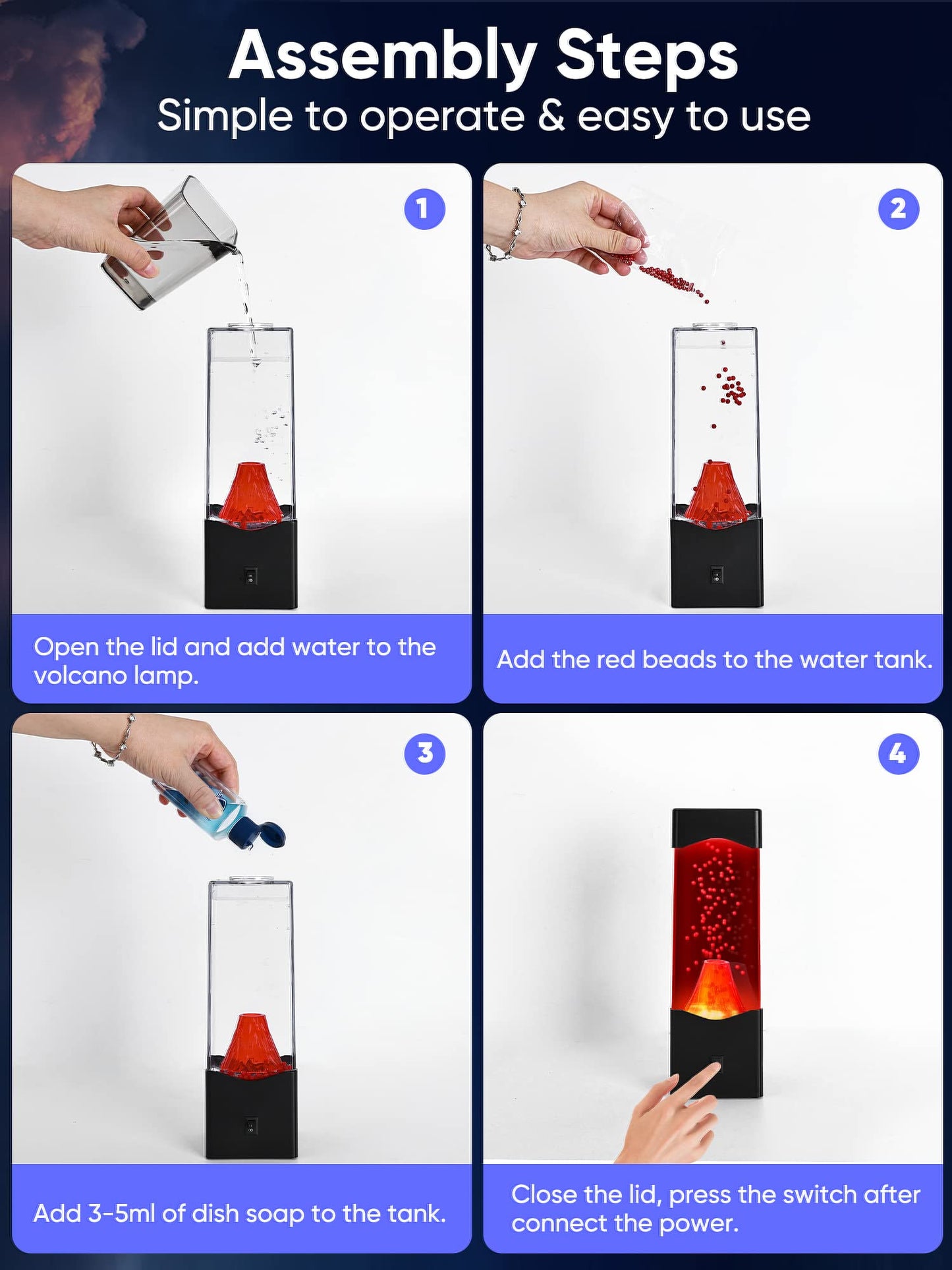 TNOIE Night Light for Kids,USB Powered Volcano Lamps,Relaxing Nightlight for Kids & Adults,Room Office Desktop Volcano Decoration Mood Night Light, Novelty Gifts for Adults Boys Girls