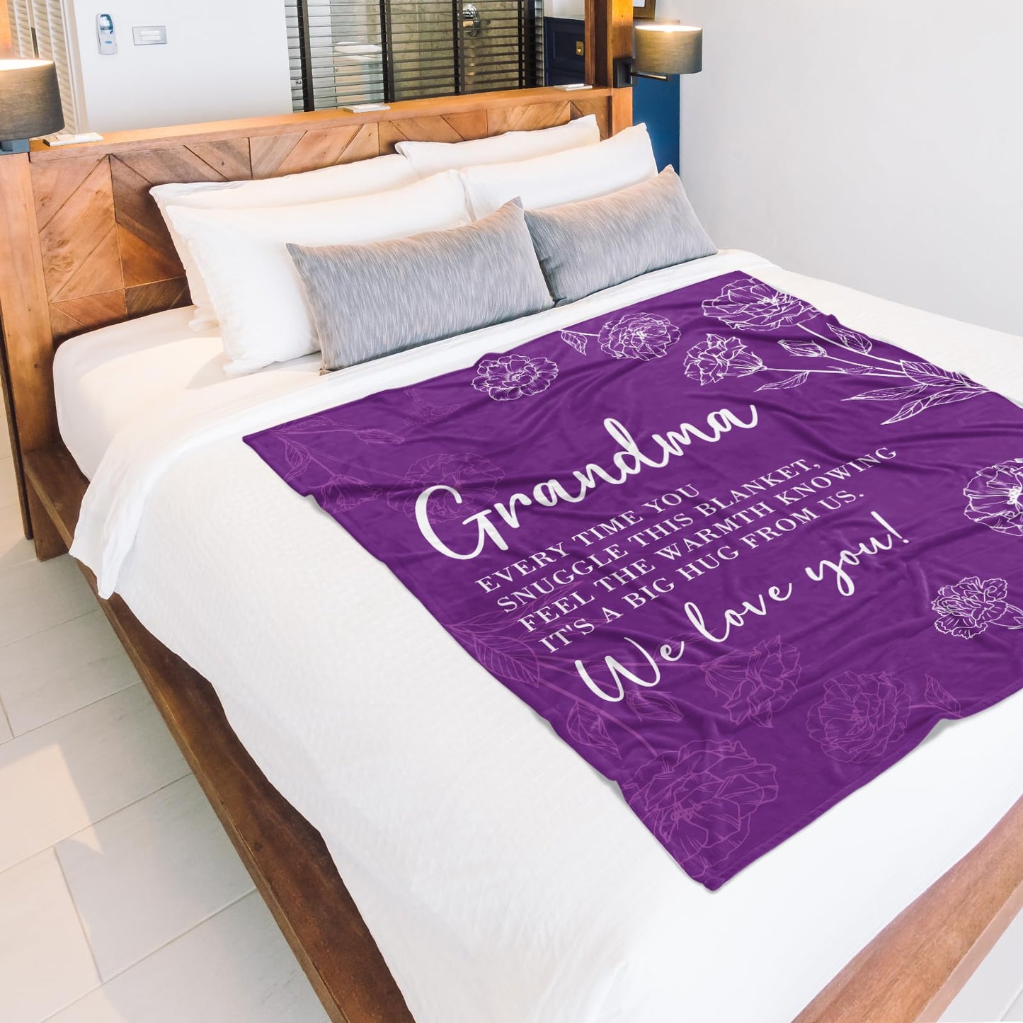 Grandma Gifts, Gifts for Grandma Blanket, Grandmas Birthday Gift from Grandkids, to My Grandmother Throw Blanket 50" x 60", Purple