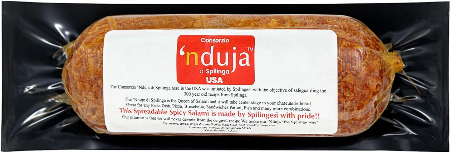 Sanniti Nduja di Spilinga USA | Spreadable Spicy Salami | Made Using a 300 Year-old Spilingesi Recipe | Great for Pasta Dishes, Bruschetta, Panini & Pizza | Refrigerate After Opening (16 Ounces)