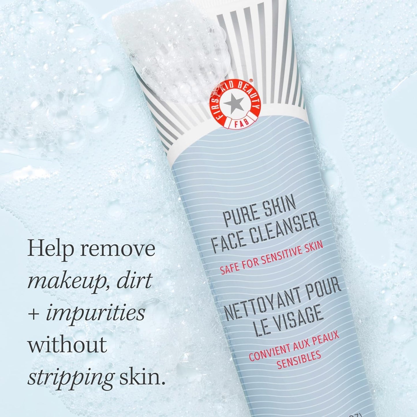 First Aid Beauty - Pure Skin Face Cleanser, Effectively Removes Makeup, Dirt, & Impurities, Gentle Cleanser Leaves Skin Soft & Supple, Fragrance Free, 2 oz, 3 ct