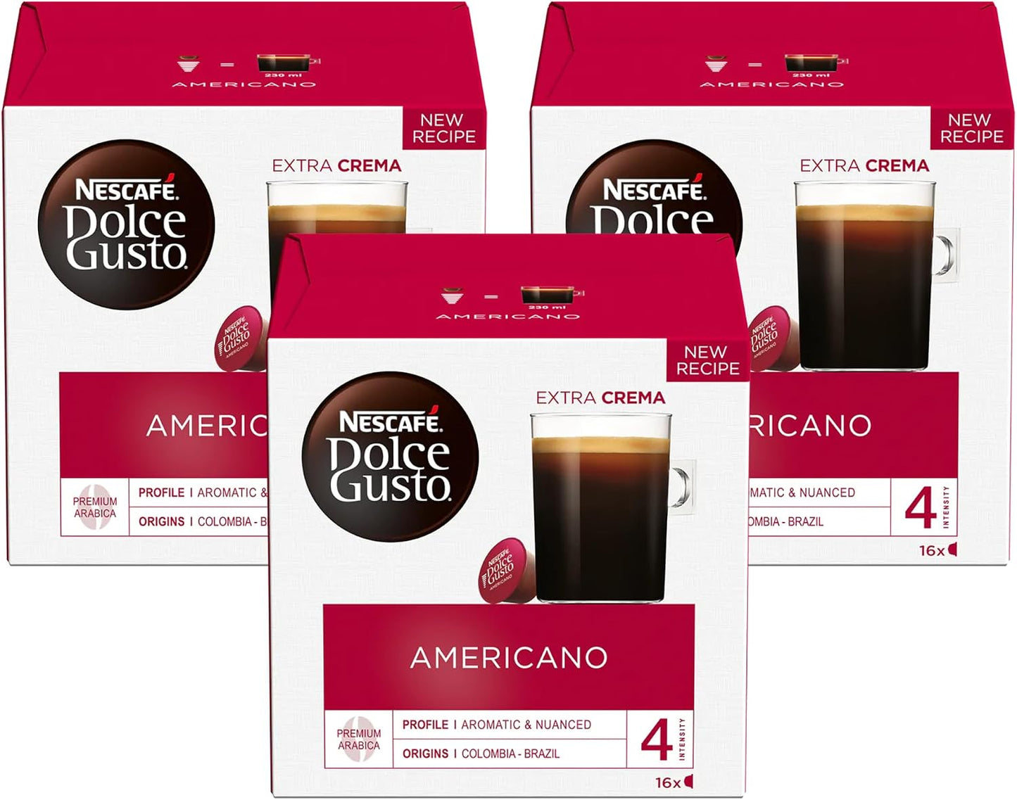 Nescafe Dolce Gusto Coffee Pods, Americano, 16 capsules, Pack of 3