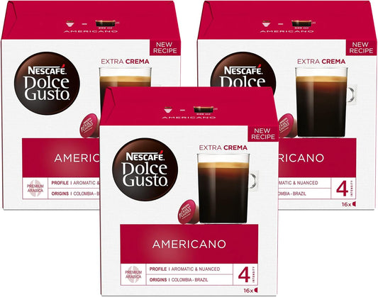 Nescafe Dolce Gusto Coffee Pods, Americano, 16 capsules, Pack of 3