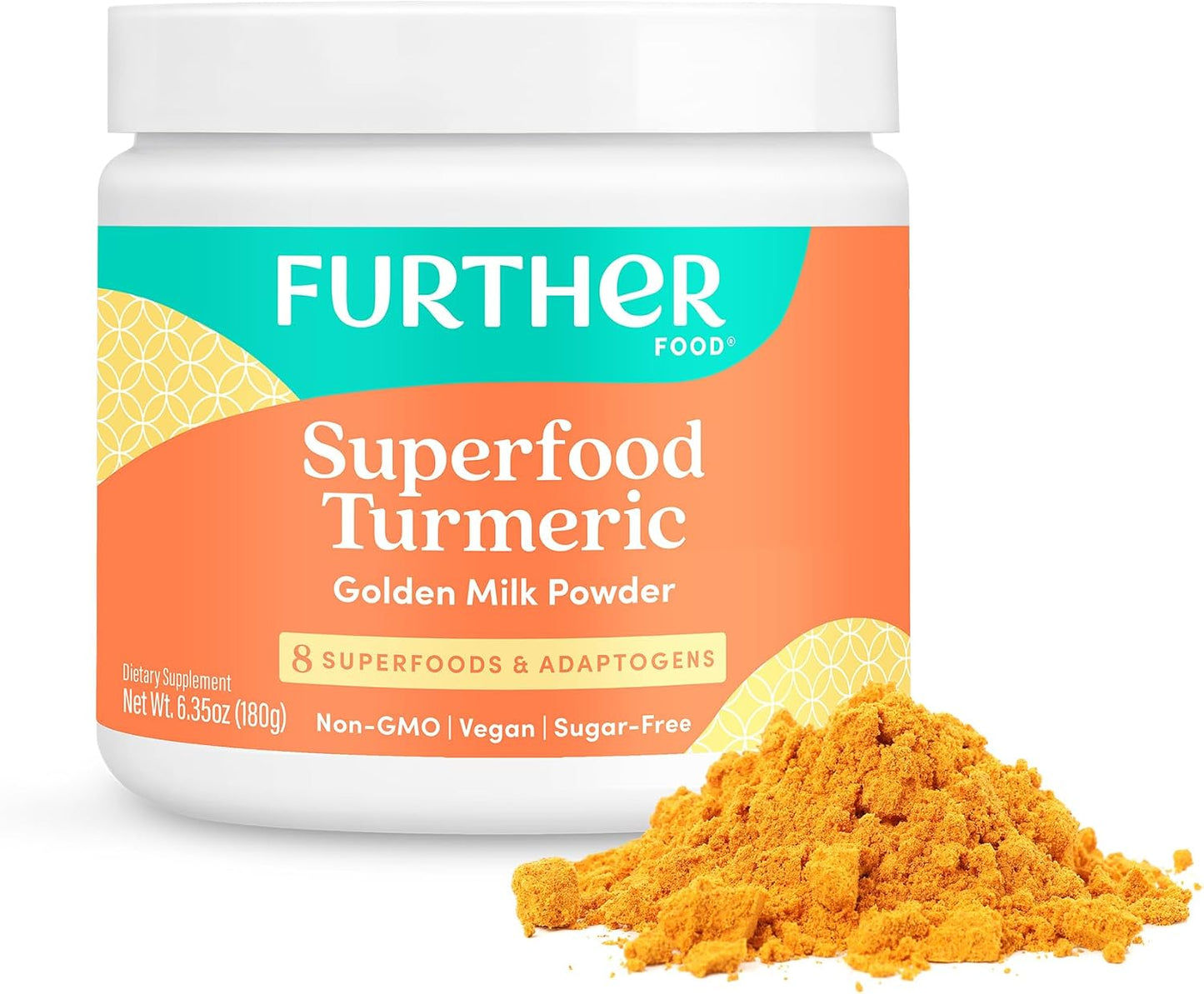 Further Food Superfood Turmeric Root Powder - Maximum Absorption, Natural Immune Booster, Golden Milk Blend, Sugar Free, Keto, Vegan, Non-GMO, 6.35 Oz