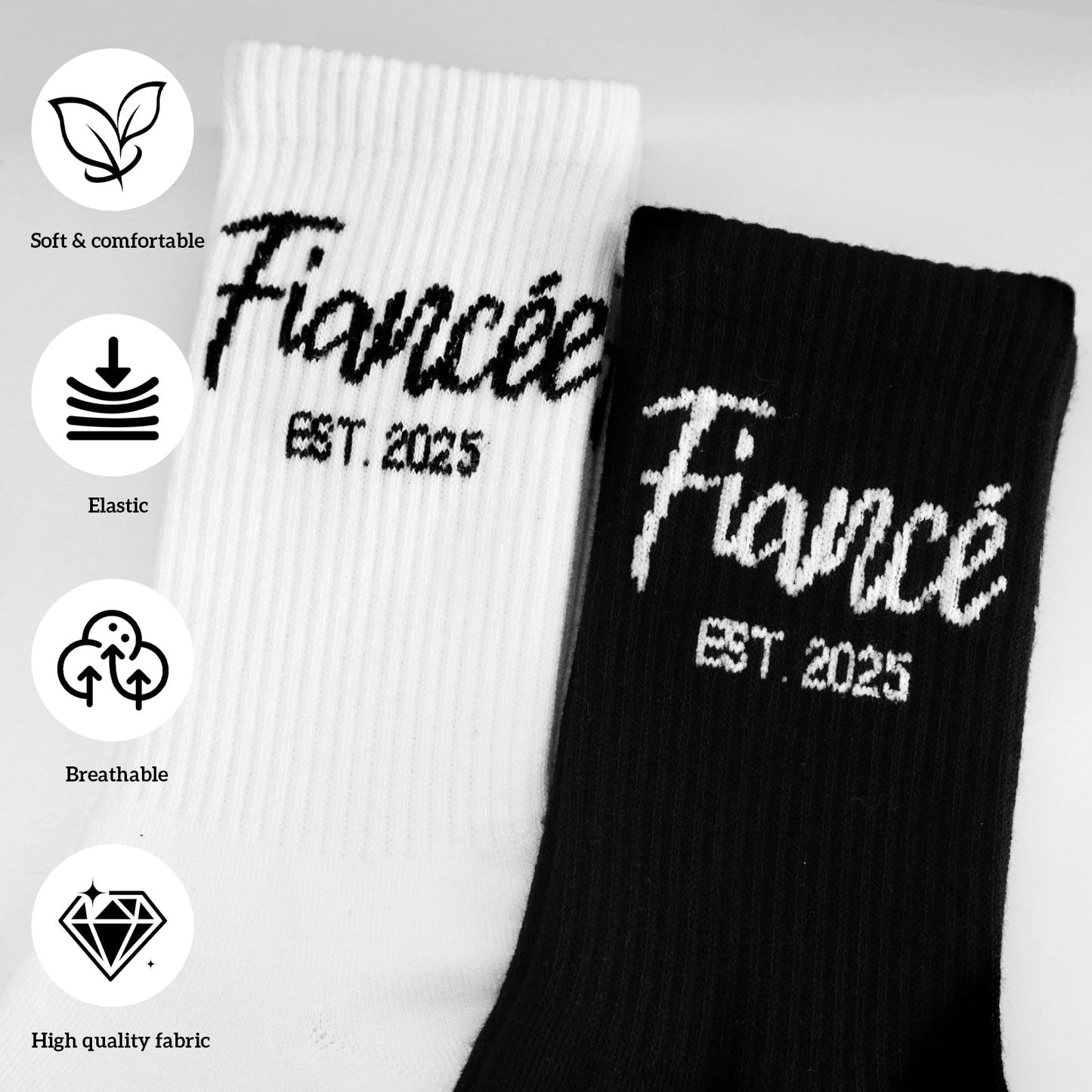 2025 Engagement Gifts for Couples, Engagement Socks for Wedding Bridal Shower Honeymoon for Fiance Fiancee and Newlyweds Couple