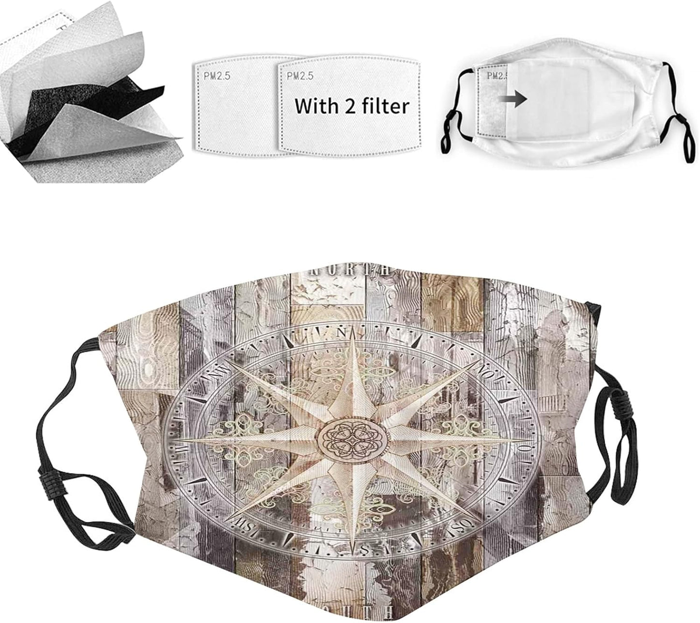 Fashion Face Mask With Filter Pocket,Washable Face Bandanas Balaclava Reusable Fabric Mask For Men Women