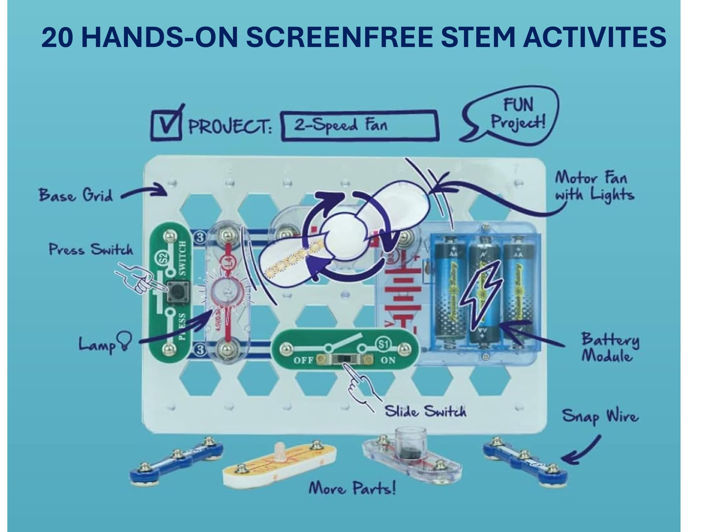 Snap Circuits Beginner, Electronics Exploration Kit, Stem Kit for Ages 5-9 (SCB-20)