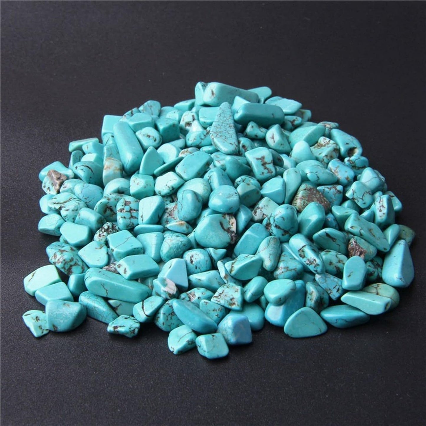 Natural 500 pcs Turquoise No Hole Undrilled Irregular Chip Gemstone Beads Rock Gravel Crystal Tumble Minerals Gravel Specimen Energy Decorative Stone Fish Tank Stone