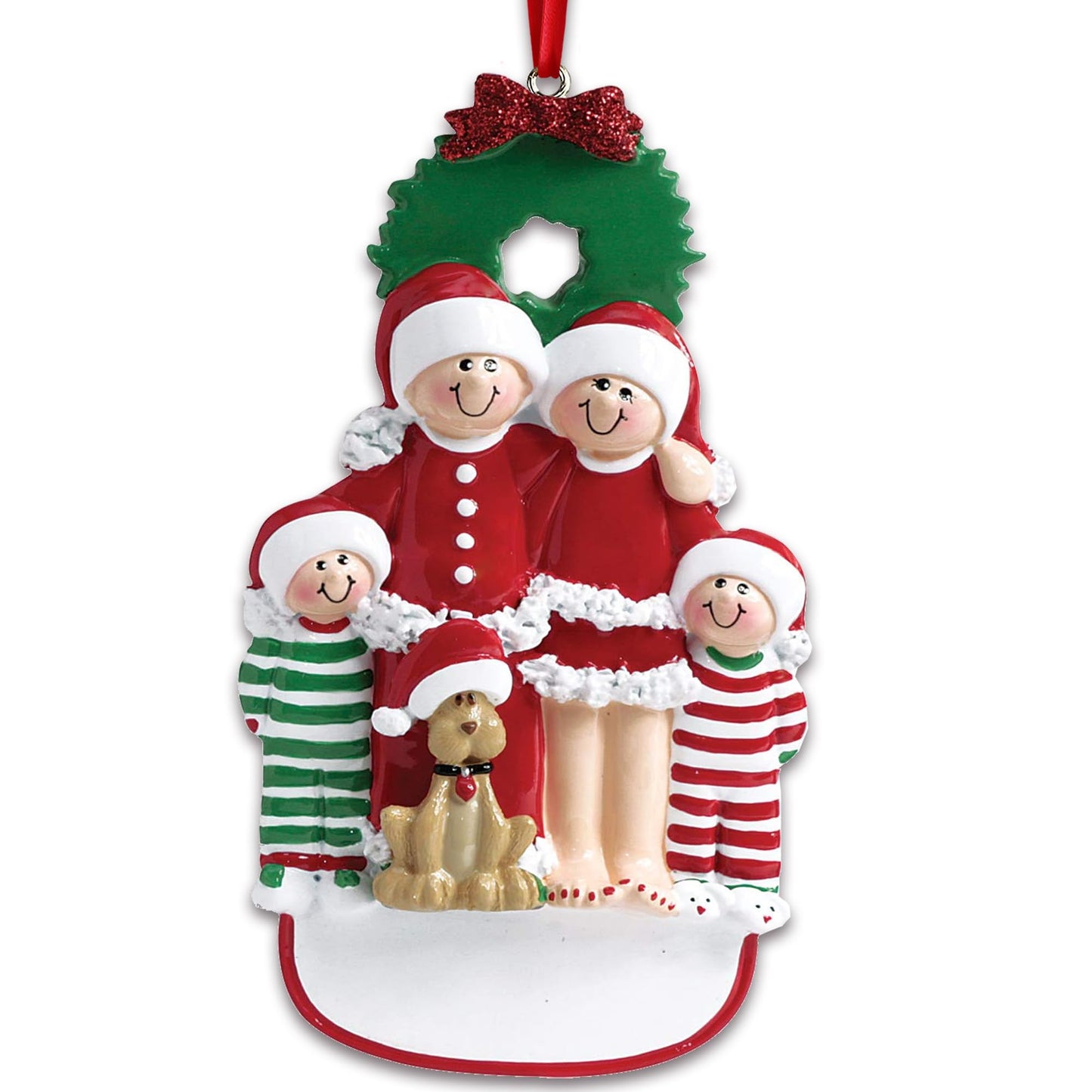 Personalized Family Christmas Ornaments - Custom Family of 4 Ornaments with Dog