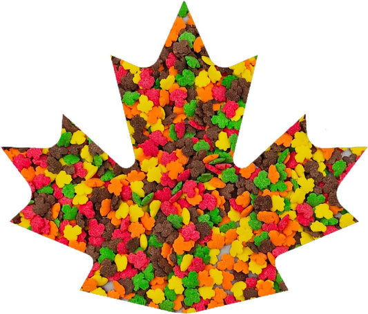 Edible Colorful Fall Mini Maple Leaves Thanksgiving Confetti Sprinkles for Cake Decorating Cookie Cupcake Topper Baking Autumn Decorations, 3.7 oz