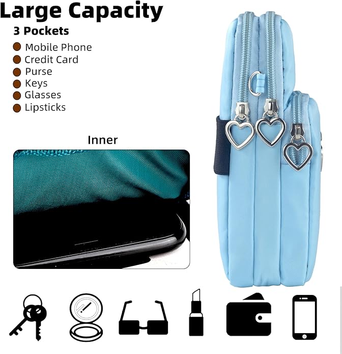 JANKS Small Crossbody Bag for Women - Mini Phone Purses with Crossbody Strap and Wallet - Nylon Arm Bag